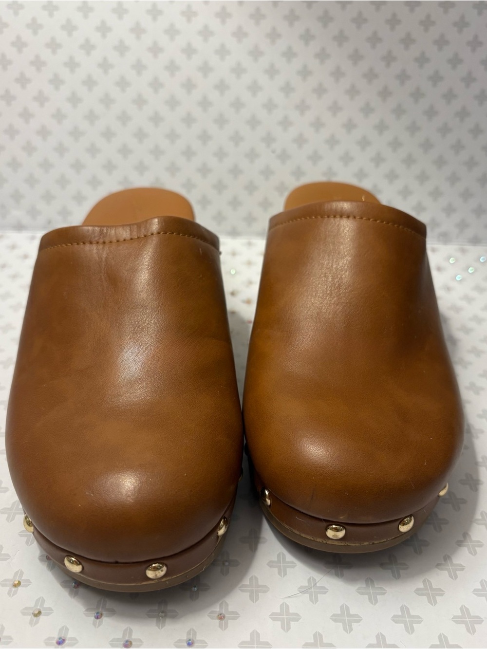 Universal Thread Brown Leather Platform Clog Mules